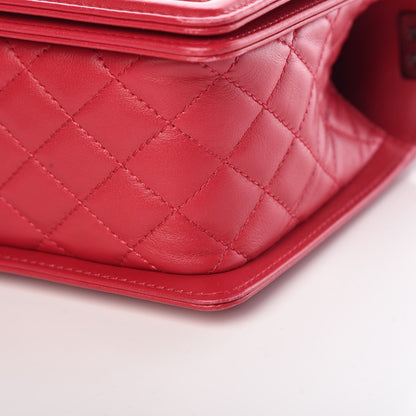 Chanel Lambskin Chevron Quilted Medium Boy Flap Dark Pink 12 of 13