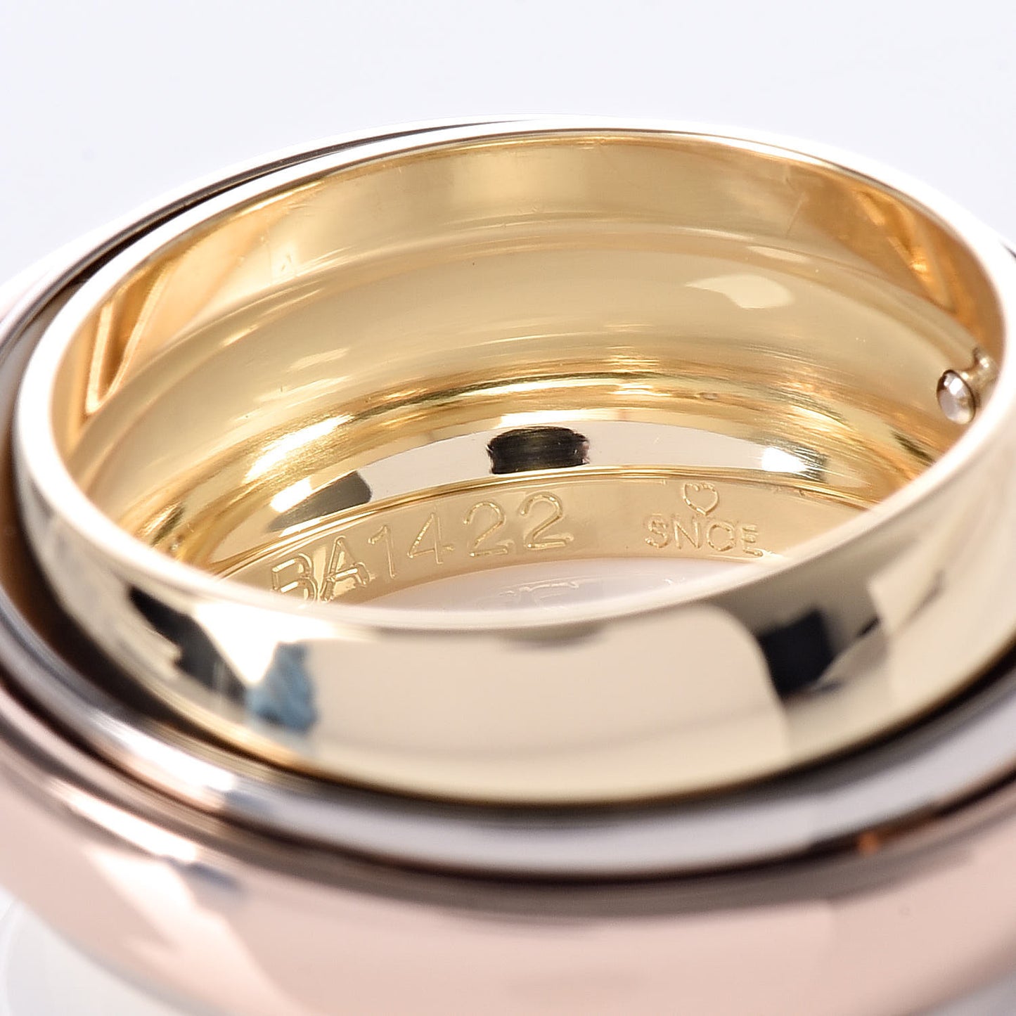 18K Pink Yellow White Gold Trinity Spinner Band Ring 51 5.75