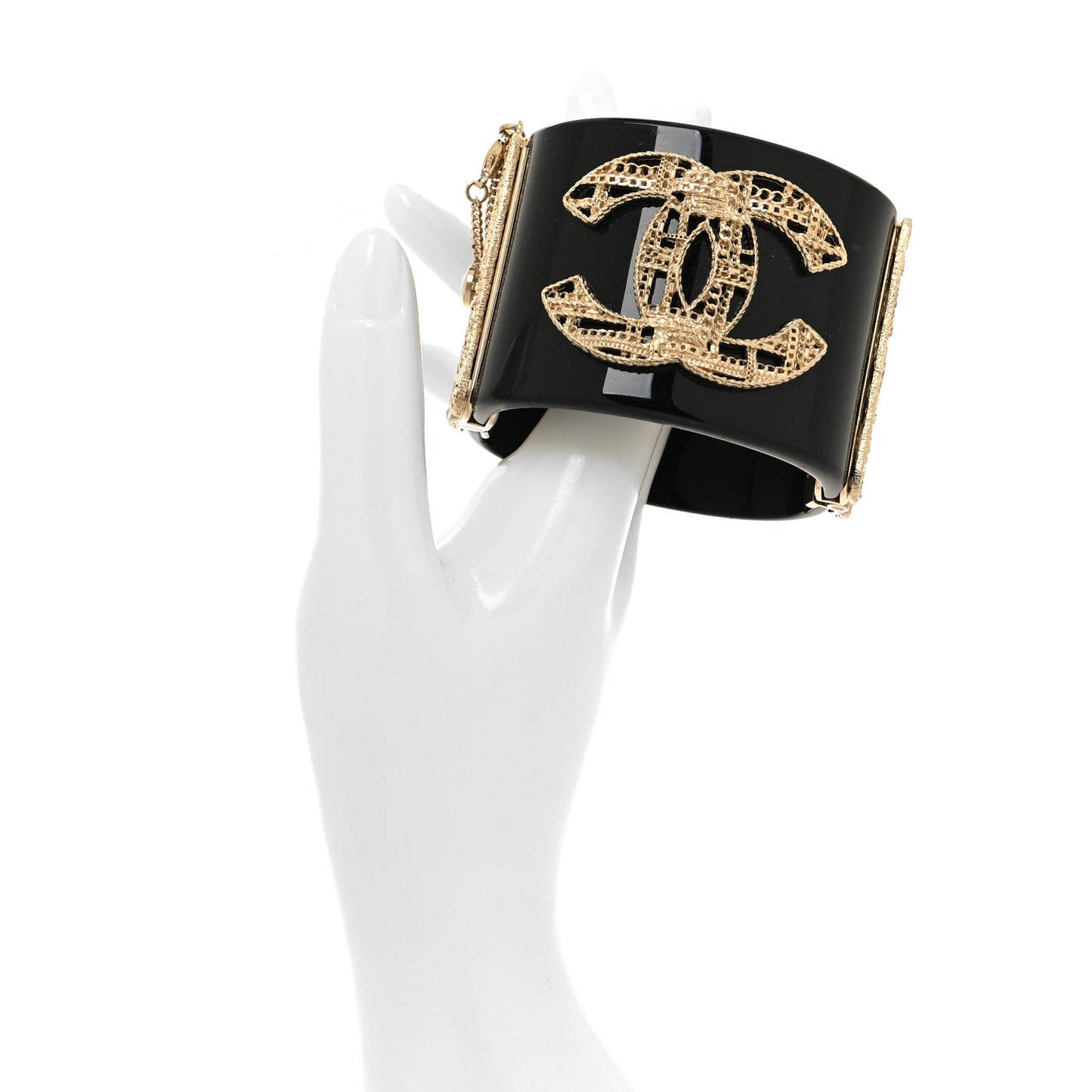 Resin Chain CC Tweed Cuff Black Gold