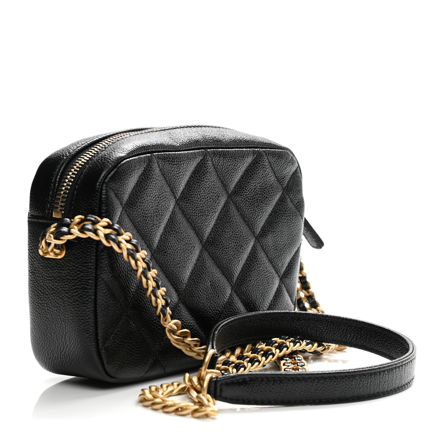 Chanel Shiny Caviar Quilted Chain Melody Camera Bag Black 4 of 10