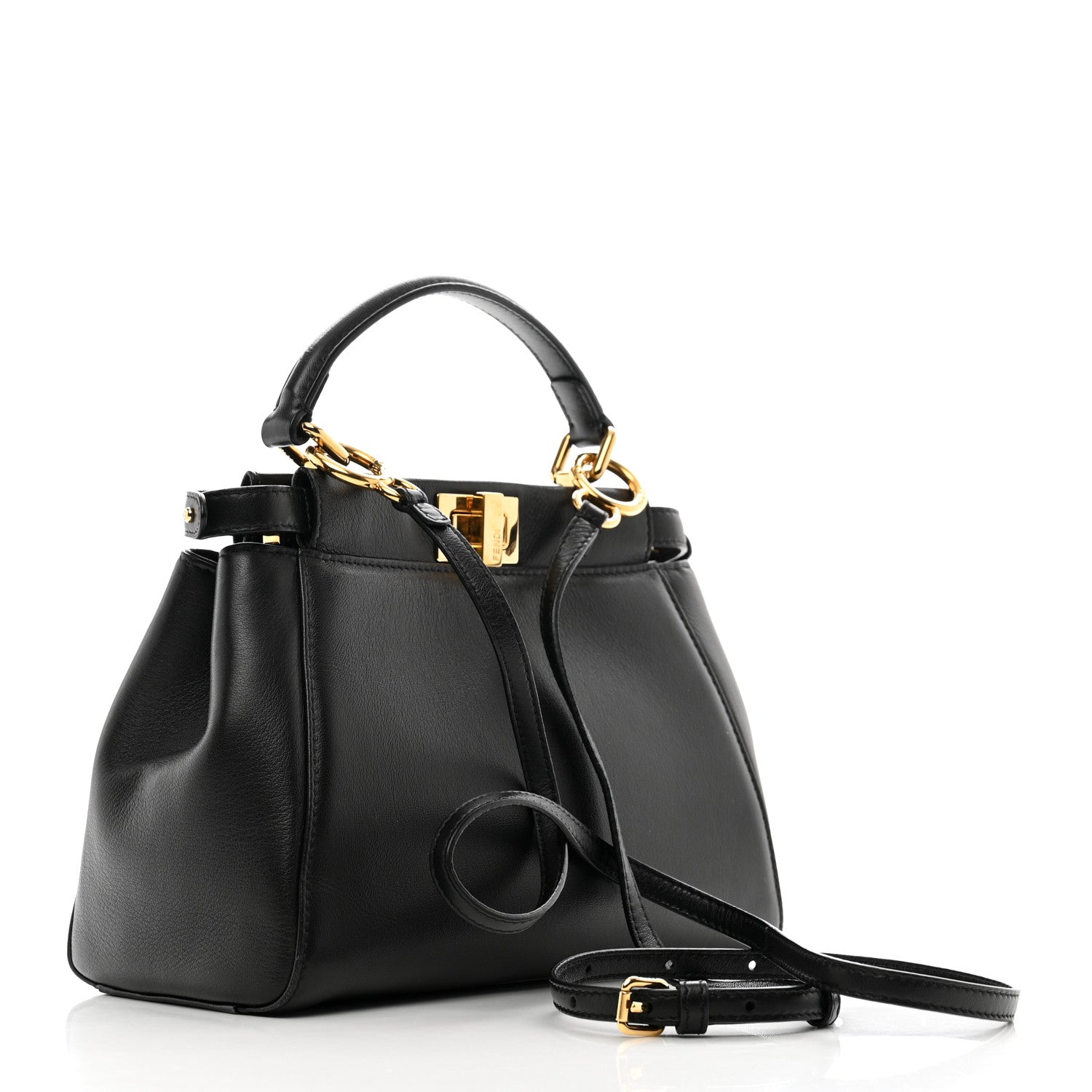 Fendi Nappa Mini Peekaboo Iconic Satchel Black 3 of 10