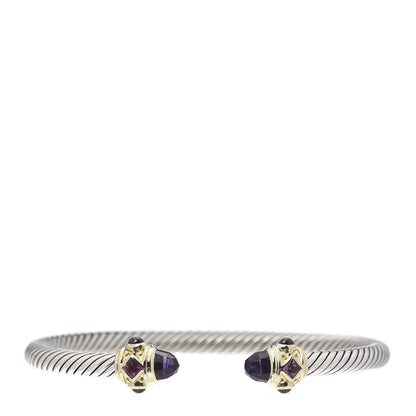 David Yurman Sterling Silver 14K Yellow Gold Amethyst Tourmaline Rhodolite 5mm Cable Renaissance Bracelet 1 of 5