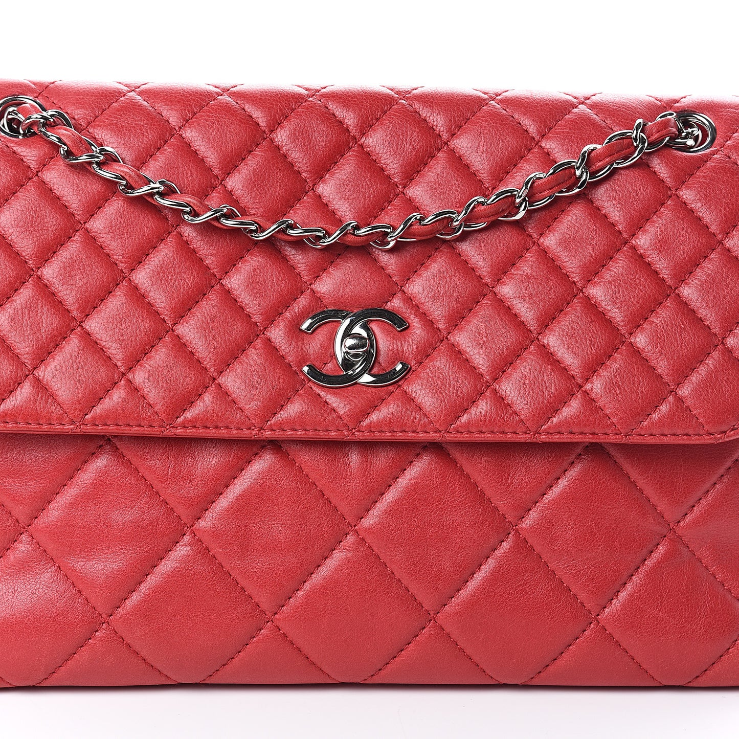 Calfskin Quilted In the Business Flap Bag Red