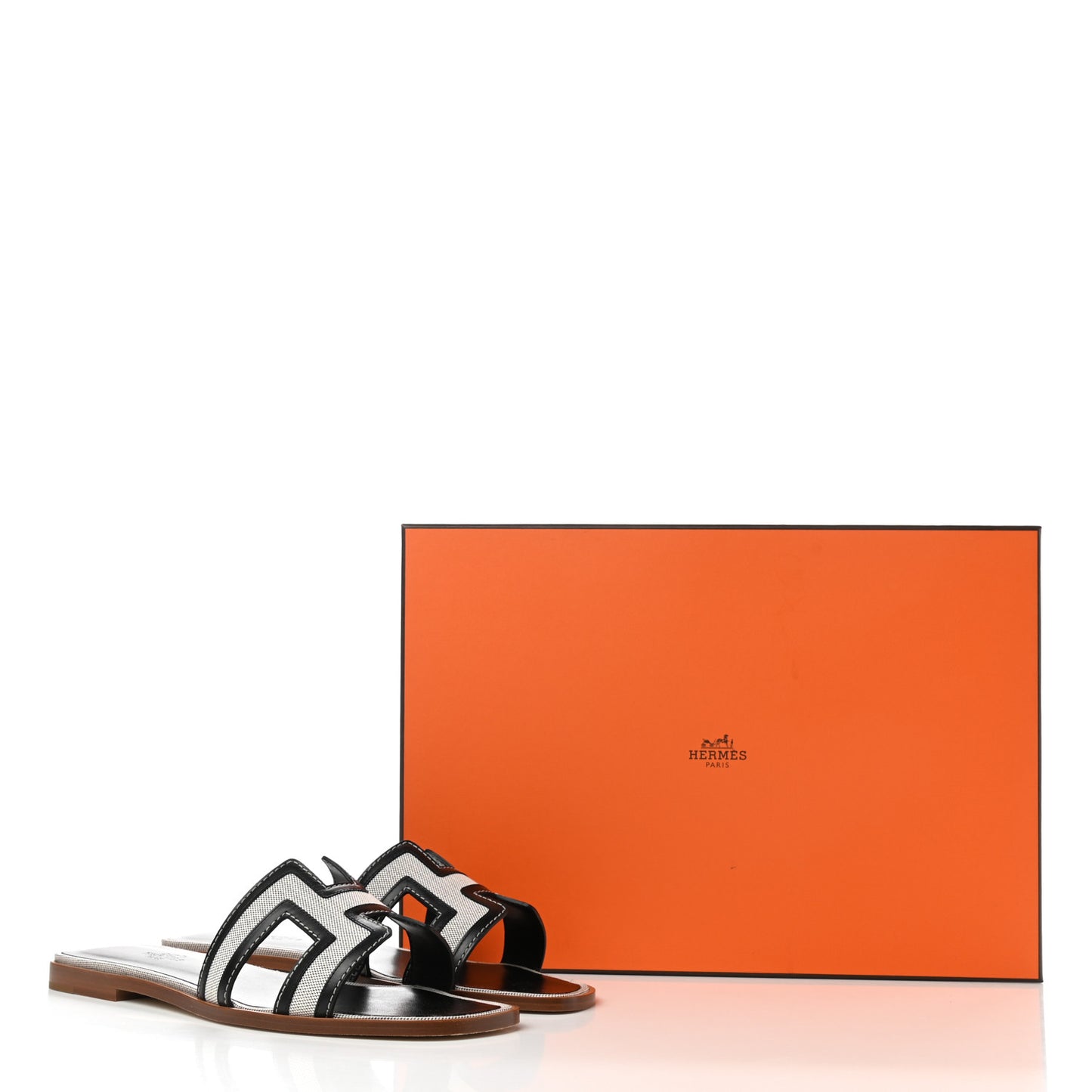 Calfskin Canvas Oran Sandals 39 Black