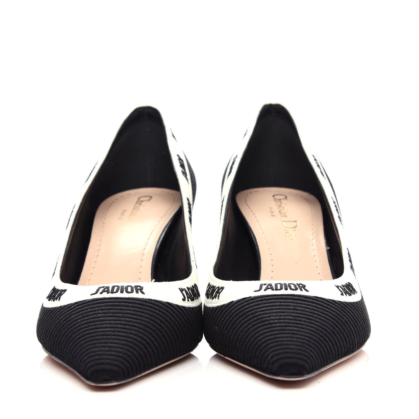 Technical Canvas Ribbon Embroidered J'Adior 65mm Pumps 36.5 Black