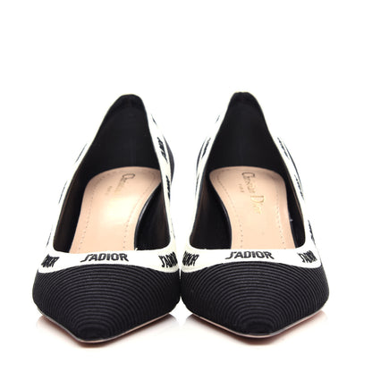 Christian Dior Technical Canvas Ribbon Embroidered J'Adior 65mm Pumps 36.5 Black 2 of 11