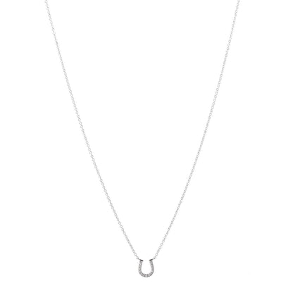Tiffany 18K White Gold Diamond Mini Metro Horseshoe Pendant Necklace 1 of 7