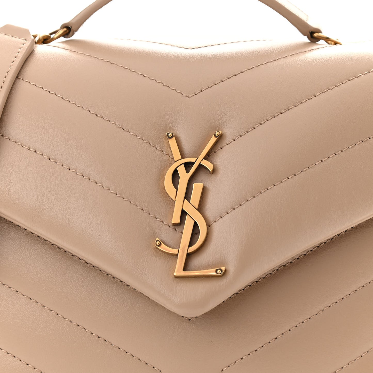 Calfskin Y Quilted Monogram Small Loulou Chain Satchel Dark Beige