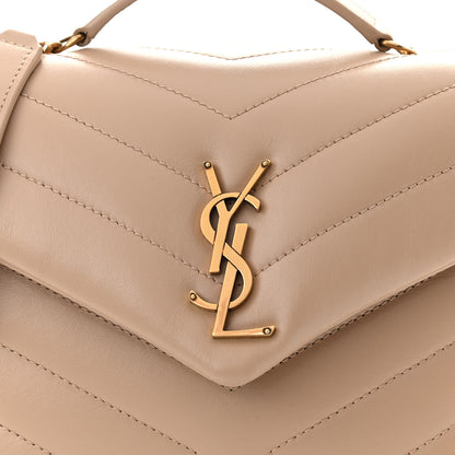 Saint Laurent Calfskin Y Quilted Monogram Small Loulou Chain Satchel Dark Beige 8 of 11