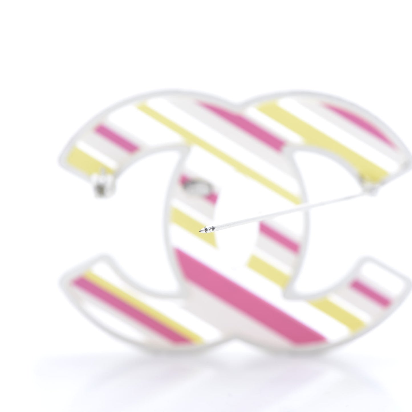 Resin Striped CC Brooch Pink Multicolor