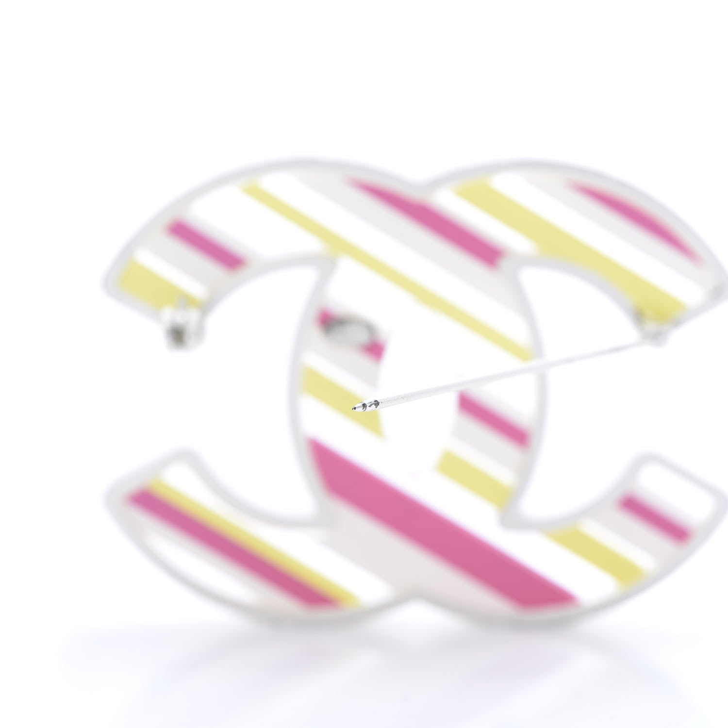 Chanel Resin Striped CC Brooch Pink Multicolor 6 of 6