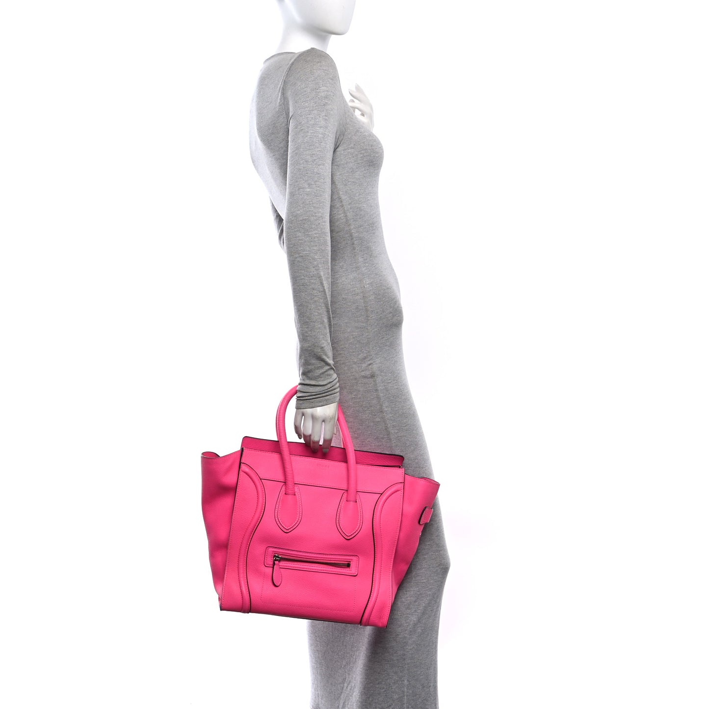 Drummed Calfskin Mini Luggage Fluo Pink