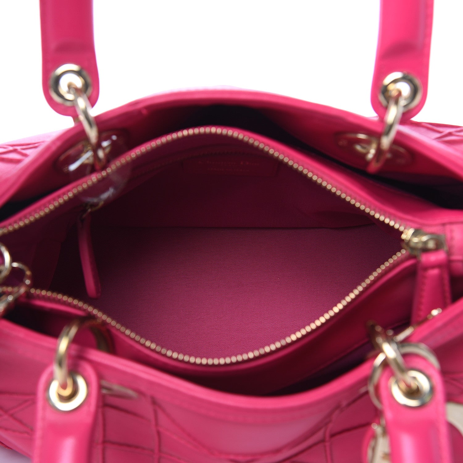 Christian Dior Lambskin Cannage Mini Granville Polochon Fuchsia 5 of 16