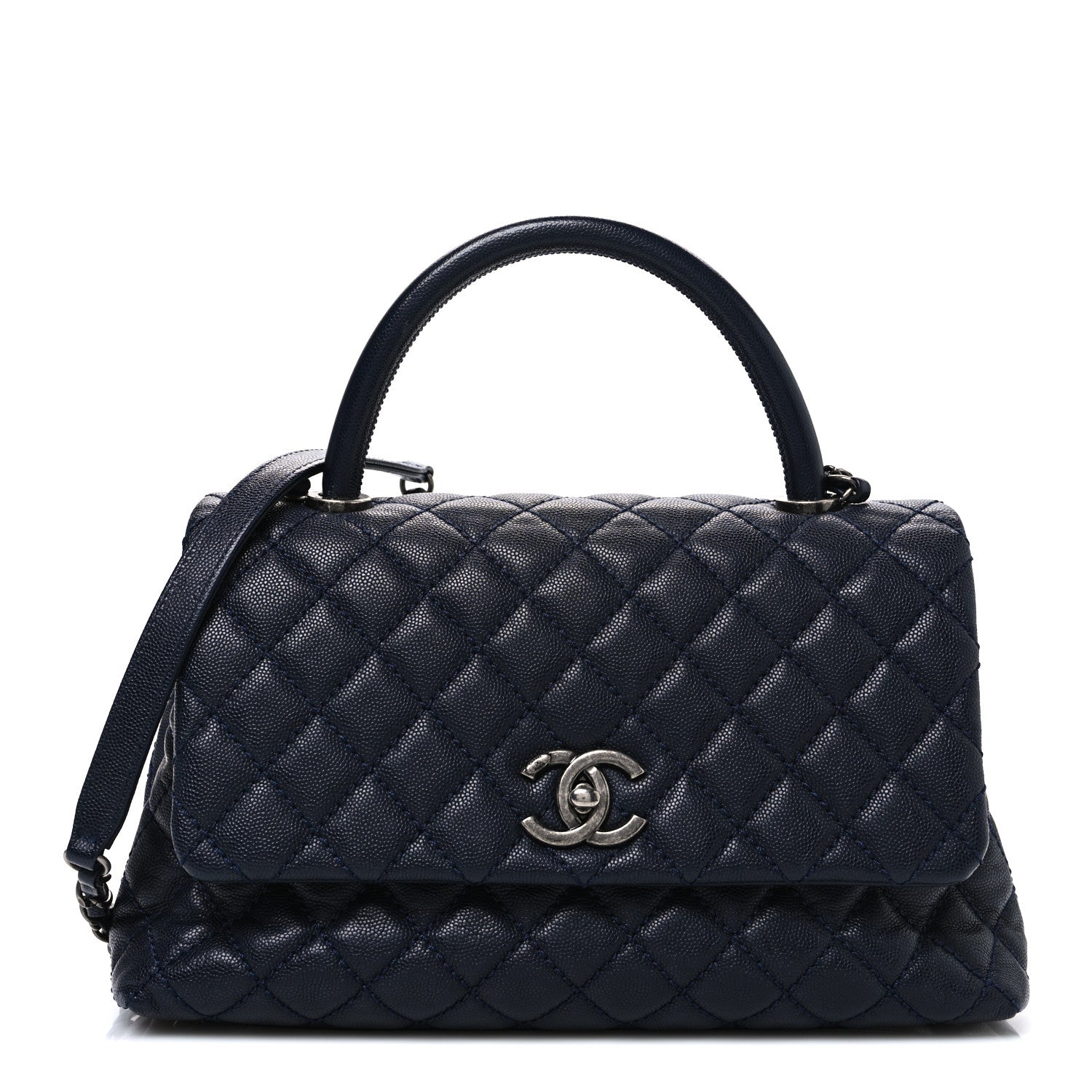 Chanel Caviar Quilted Small Coco Handle Flap Navy 1 of 11