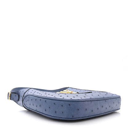 Gucci Ostrich Small Jackie 1961 Hobo Washed Indigo 4 of 11