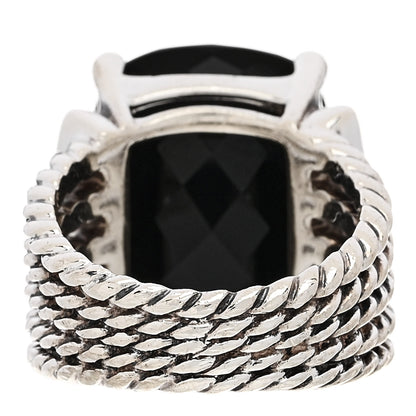 David Yurman Sterling Silver Diamond Black Onyx 20mm Wheaton Ring 54 7 4 of 5