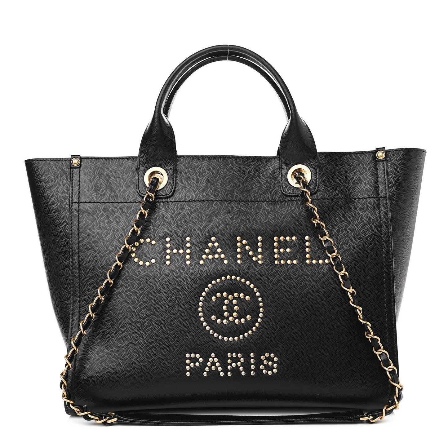 Caviar Small Studded Deauville Tote Black