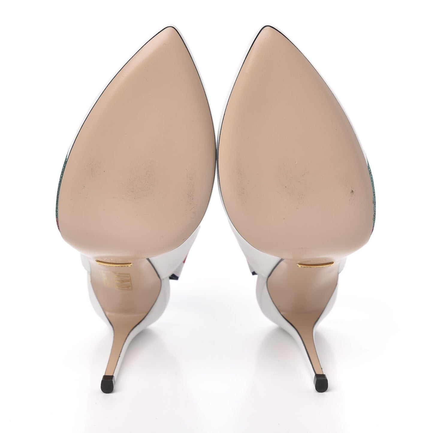 Calfskin Glitter Web High Heel Slingback Pumps 37.5 White