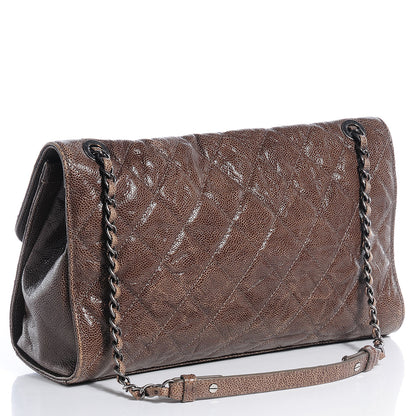 Chanel Crumpled Grained Calfskin CC Crave Jumbo Flap Brown 5 of 12