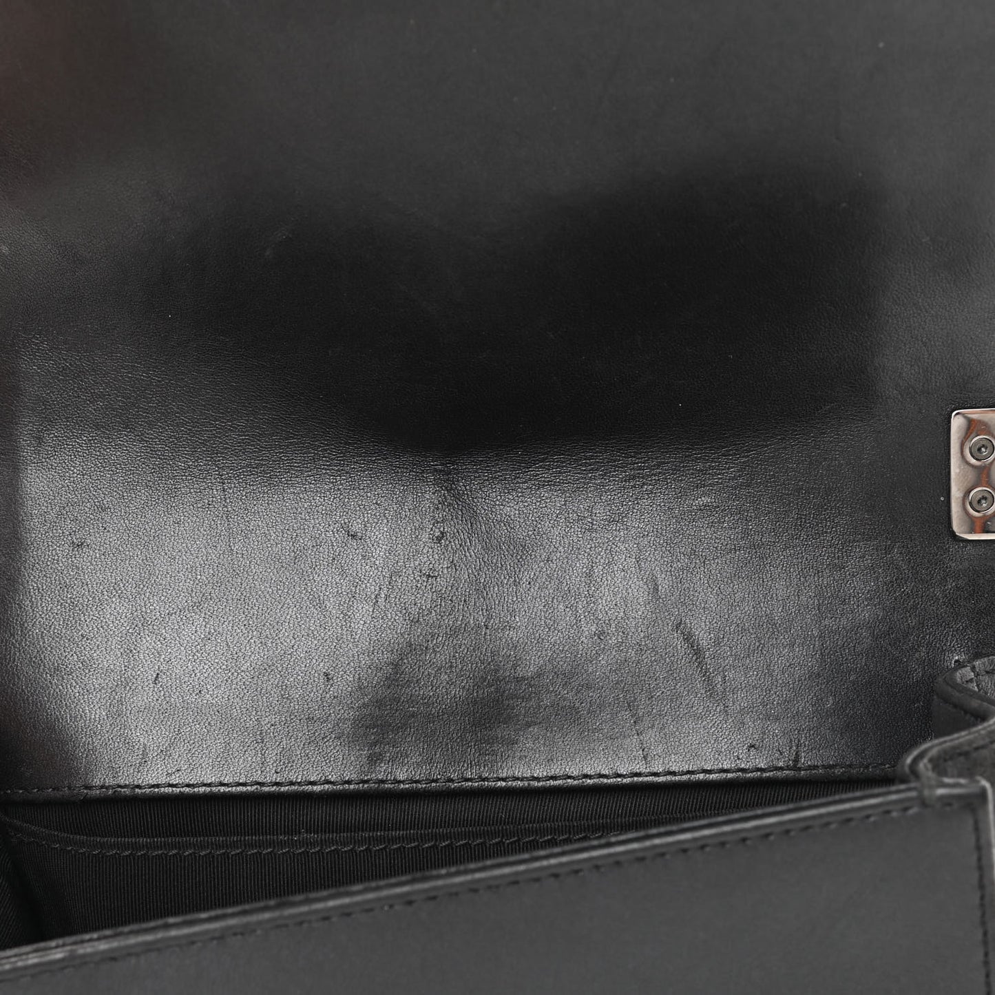 Lambskin Glass Pearl Embroidered Small Boy Flap Black