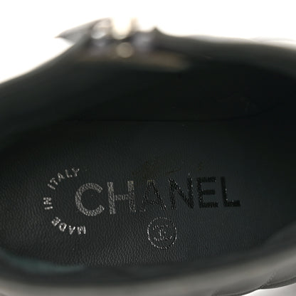 Chanel Lambskin Quilted Patent Cap Toe CC Booties 35 Charcoal Black 8 of 10
