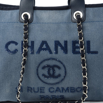 Chanel Canvas Sequin Large Deauville Tote Navy 10 of 10