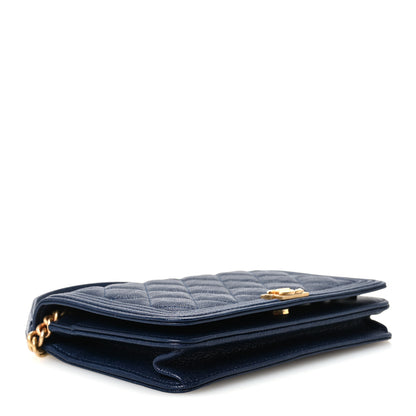 Chanel Caviar Quilted Boy Wallet On Chain WOC Navy 4 of 12