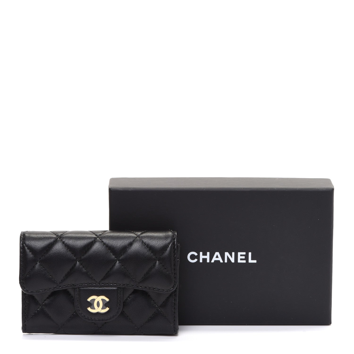 Chanel Lambskin Quilted Flap Card Holder Wallet Black 9 of 9