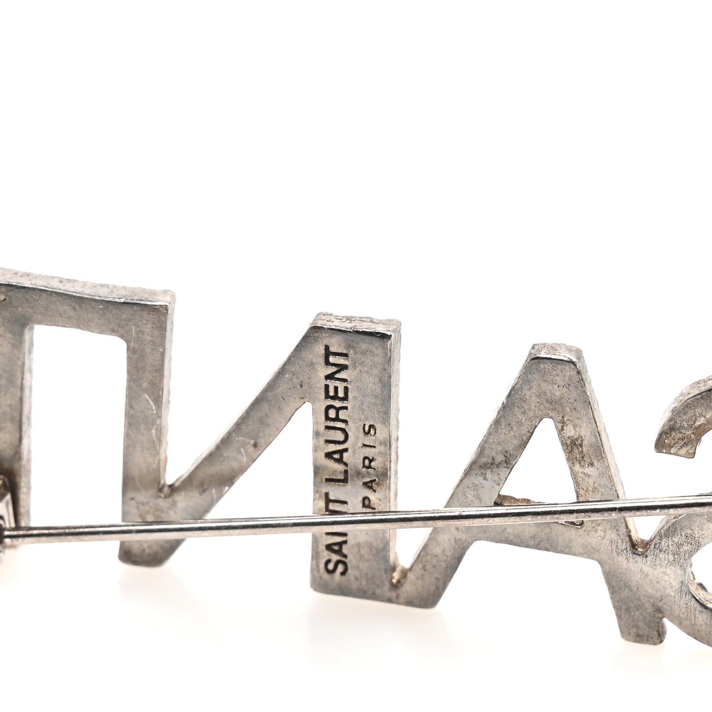 Brass Crystal Logo Brooch Set Silver