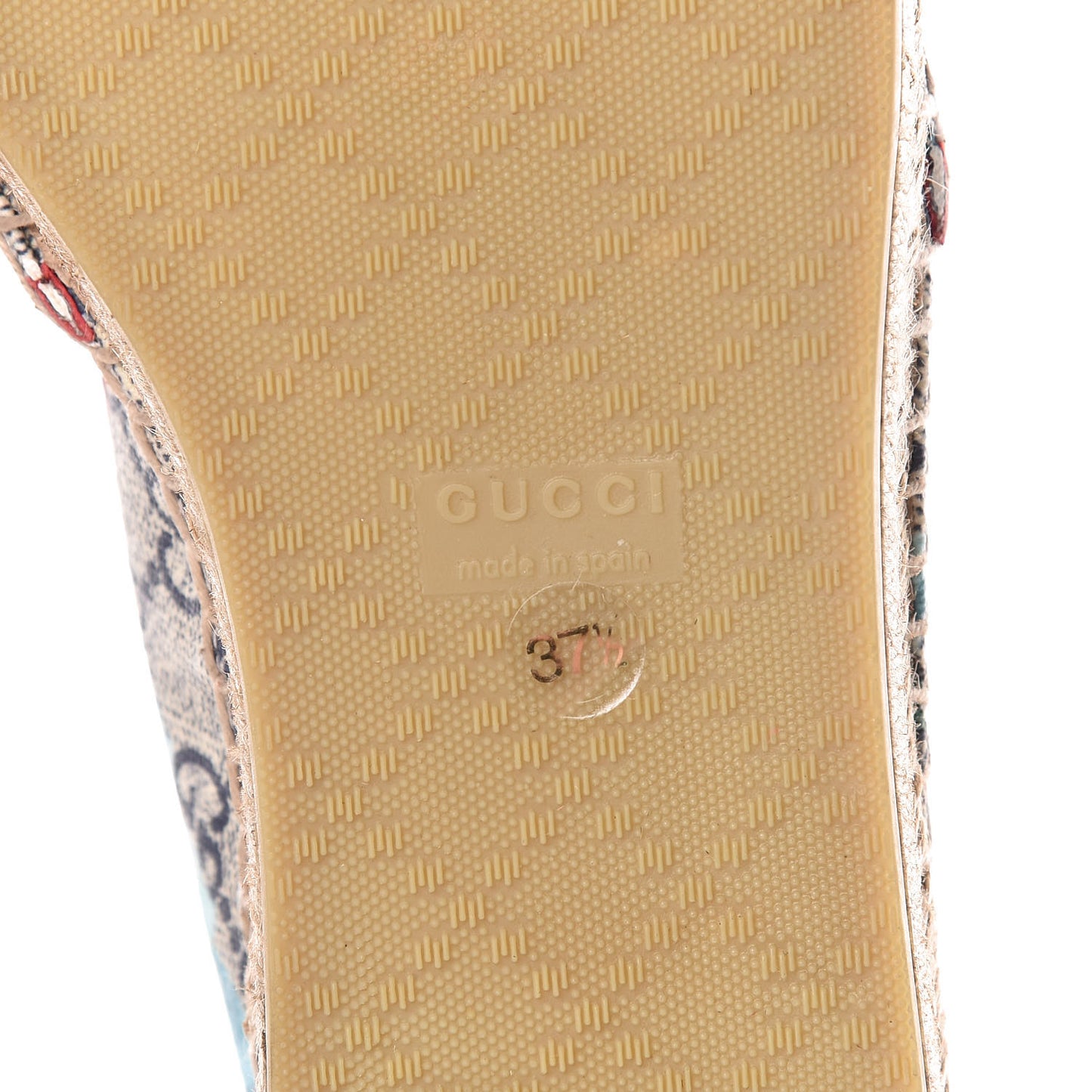 GG Supreme Monogram Blooms Espadrilles 37.5 Beige Blue Navy Hibiscus Red