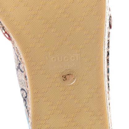 Gucci GG Supreme Monogram Blooms Espadrilles 37.5 Beige Blue Navy Hibiscus Red 6 of 7