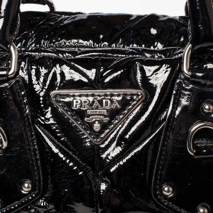 Prada Vernice Chevron Dome Satchel Black 6 of 11