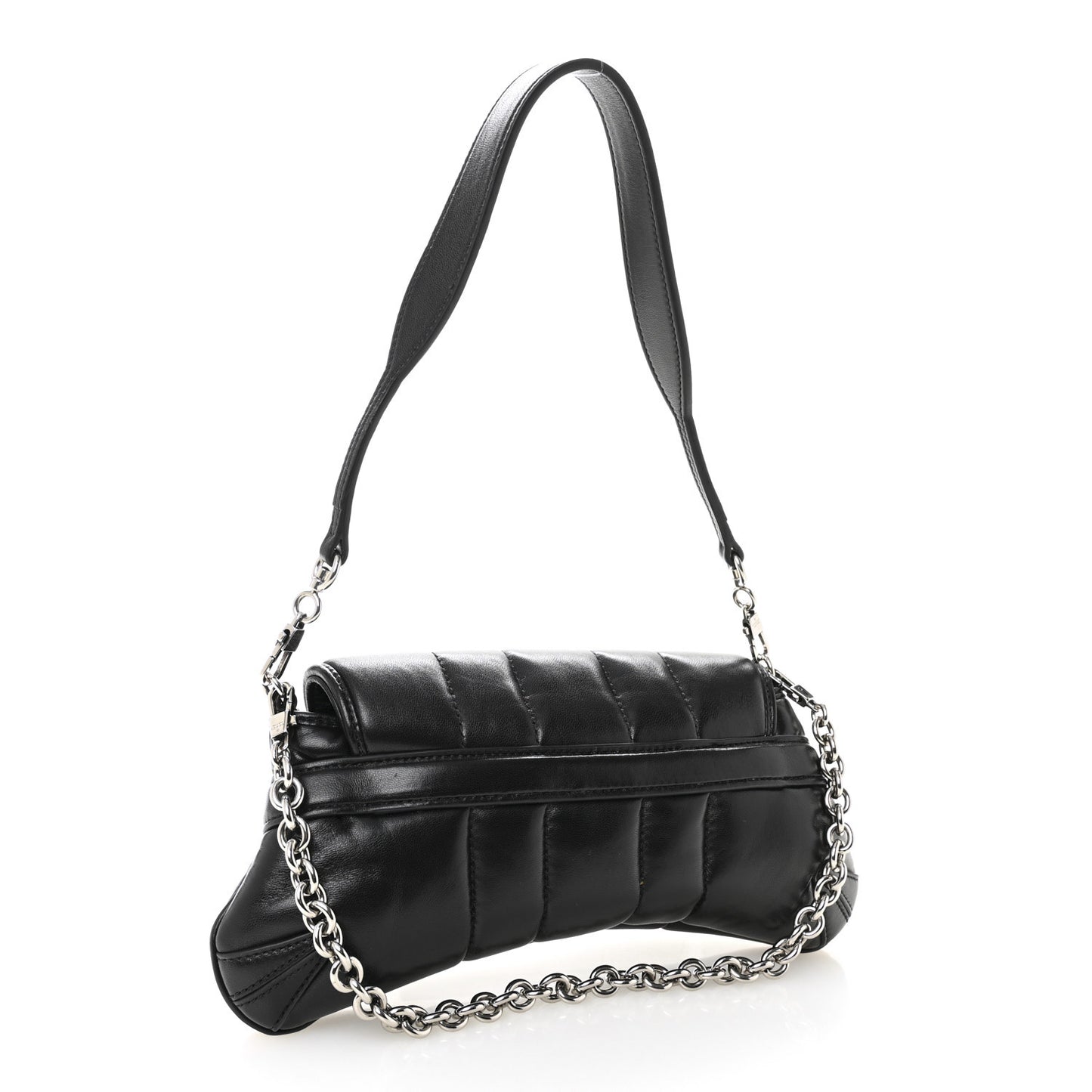 Nappa Vertical Matelasse Small Maxi Horsebit Chain Shoulder Bag Black