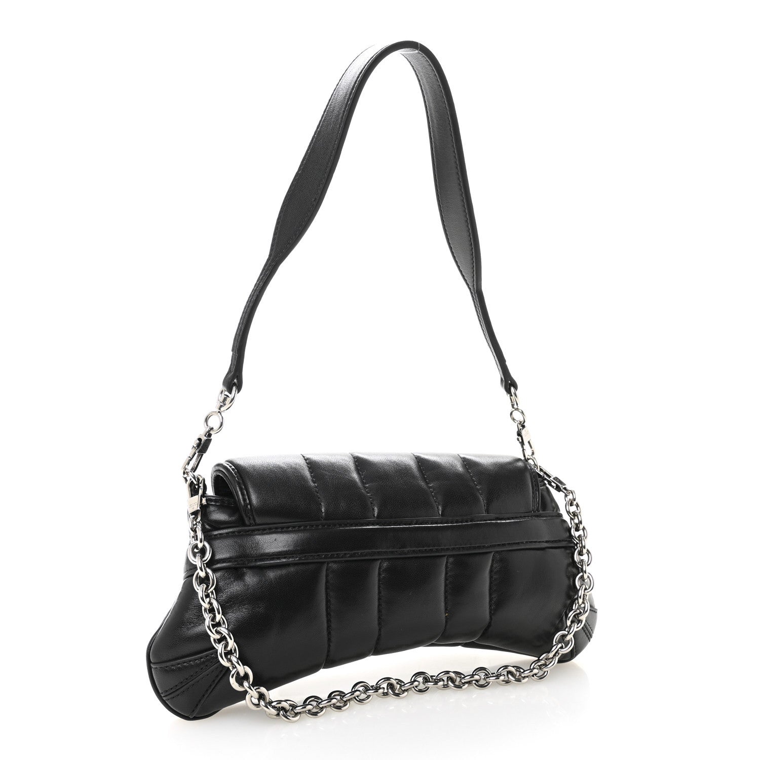 Gucci Nappa Vertical Matelasse Small Maxi Horsebit Chain Shoulder Bag Black 3 of 11