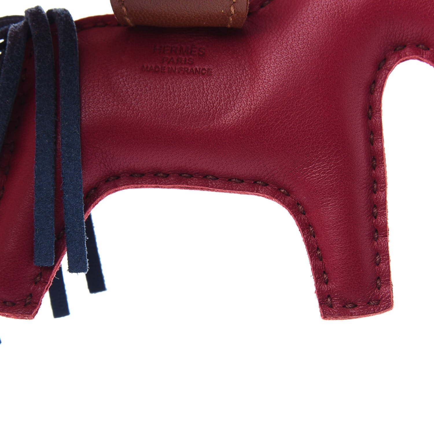 Hermes Milo Lambskin Grigri Rodeo Horse Bag Charm PM Bleu de Malte Rubis Fauve 3 of 3
