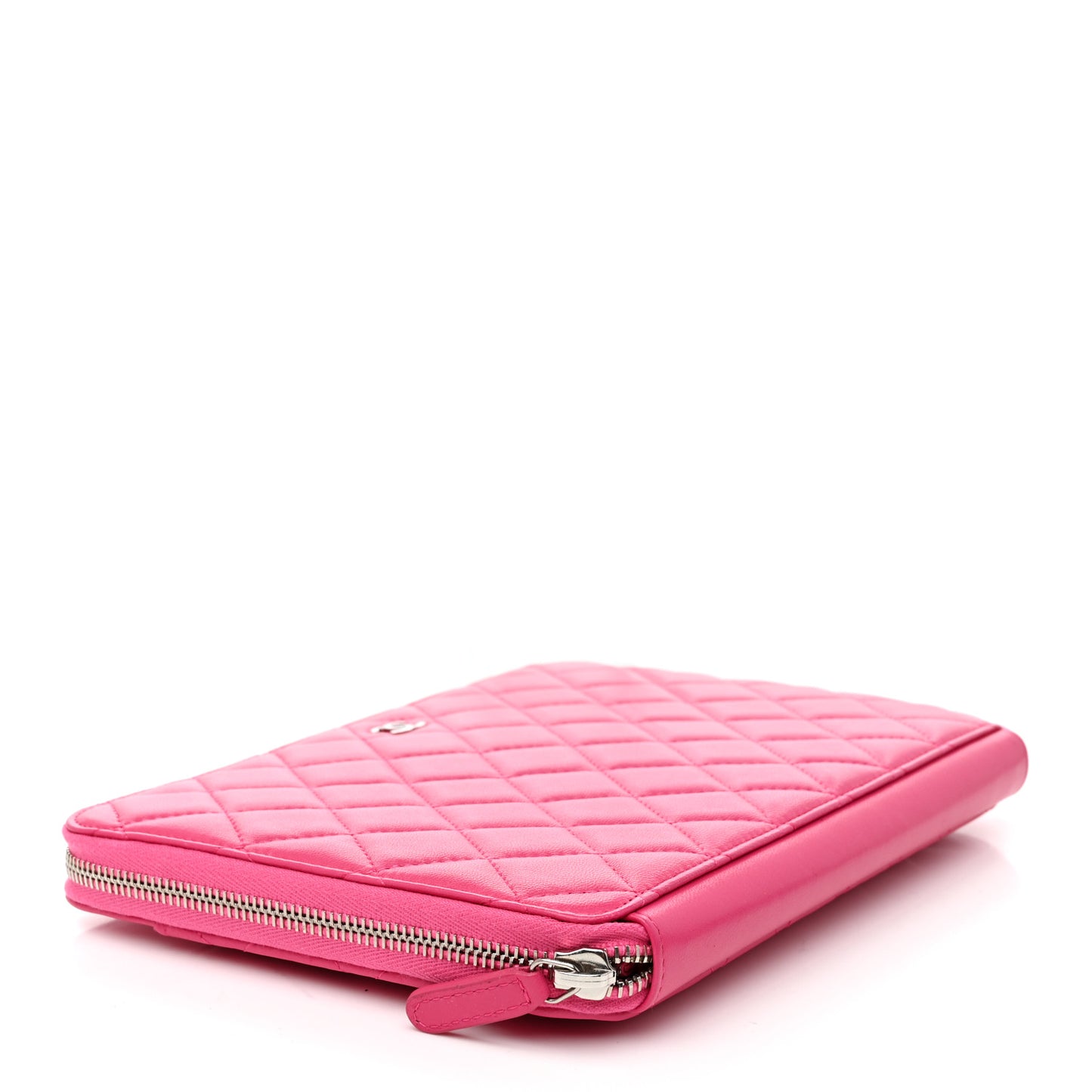 Lambskin Quilted Large Zip Around Organizer Wallet Pink