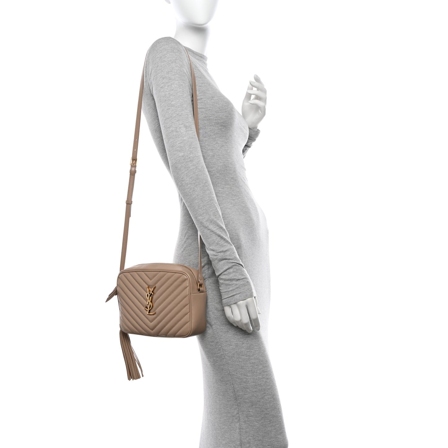 Calfskin Matelasse Monogram Lou Camera Bag Dark Beige