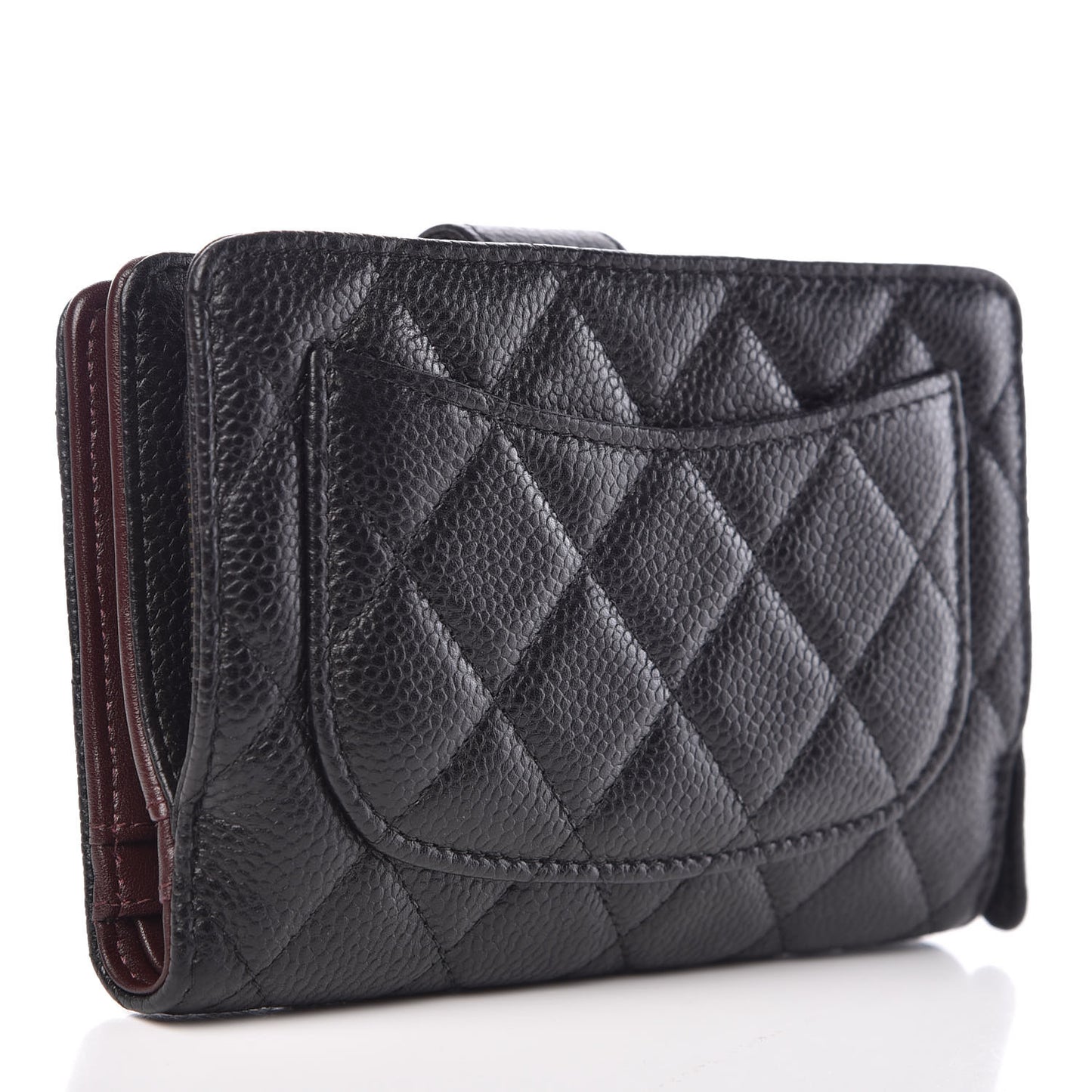 Caviar Quilted Zipped Pocket Wallet Black