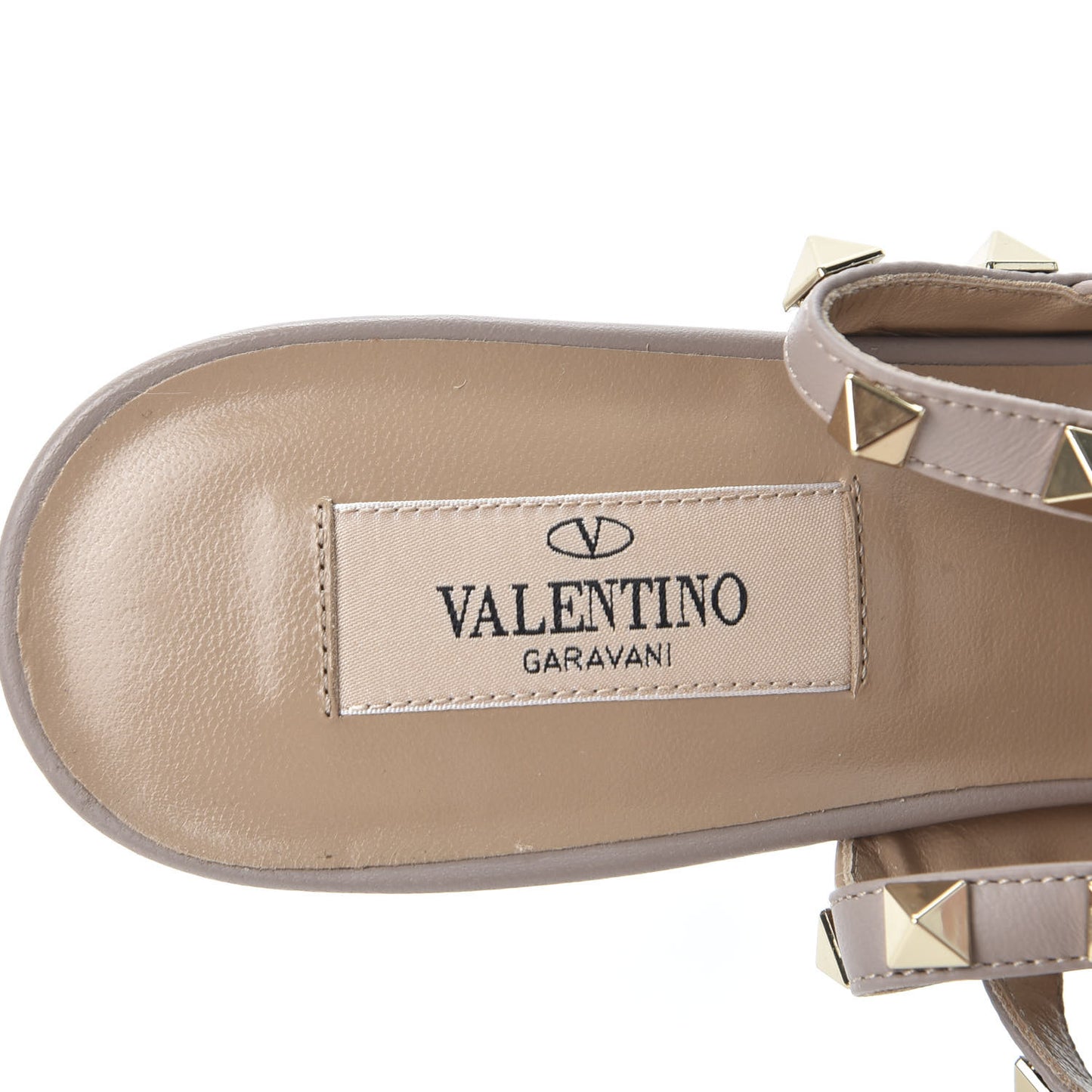 Patent Nappa Rockstud Ankle Strap 100mm Pumps 40.5 Camel Rose Poudre