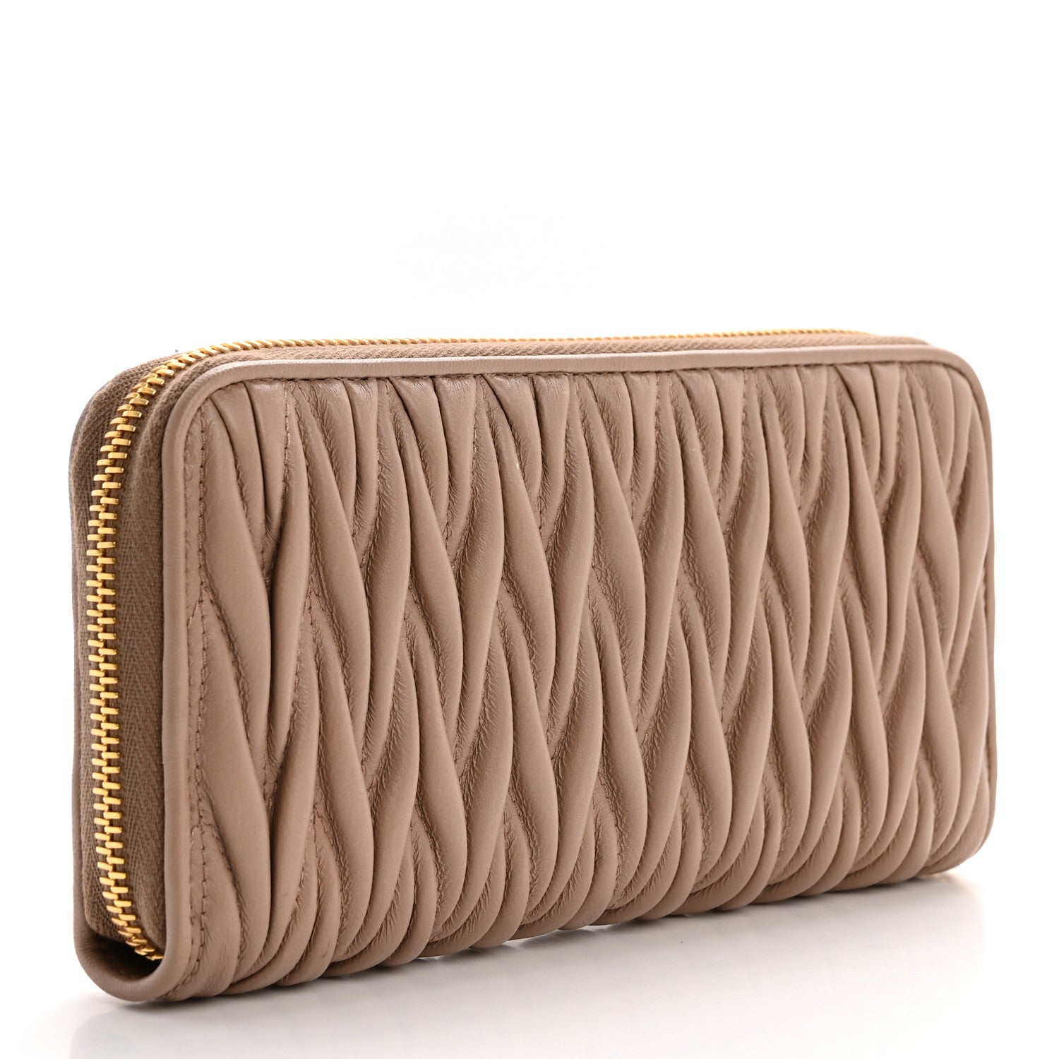 Miu Miu Matelasse Large Zip Around Wallet Cammeo 4 of 11
