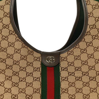 Gucci GG Monogram Web Large Giglio Tote Beige Brown 8 of 11