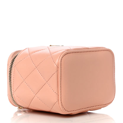 Chanel Lambskin Quilted Pearl Crush Mini Vanity Case With Chain Light Beige 3 of 10