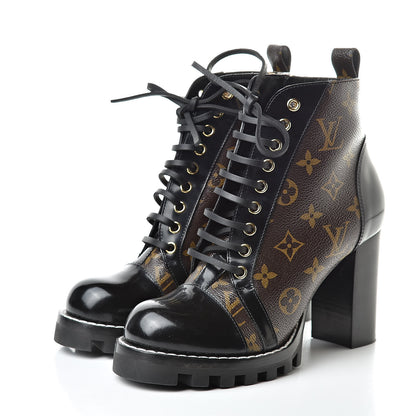 Louis Vuitton Patent Calfskin Monogram Star Trail Ankle Boots 38.5 Black 3 of 7