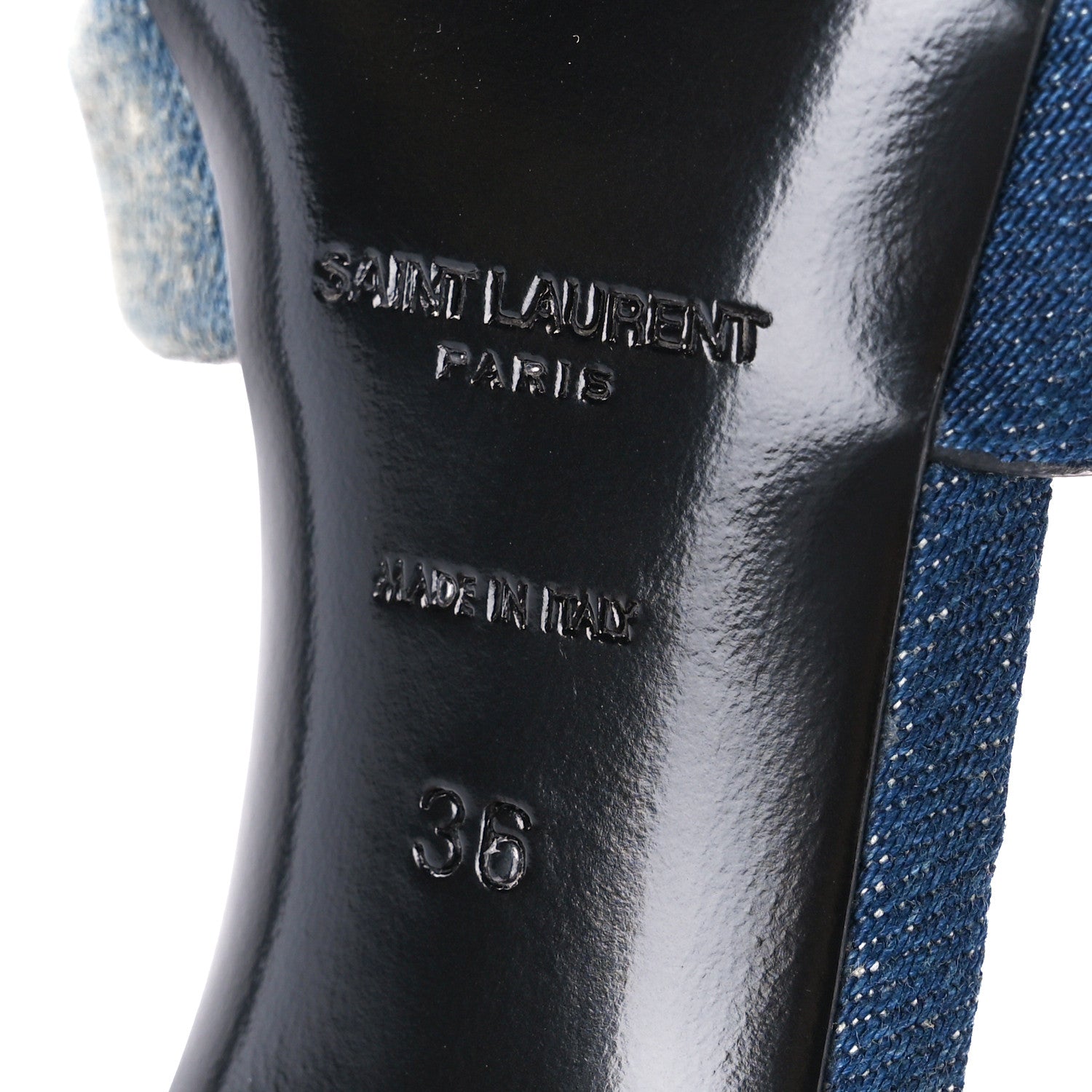 Saint Laurent Denim Tribute 85 Slide Sandals 36 Deep Navy Jean 6 of 9