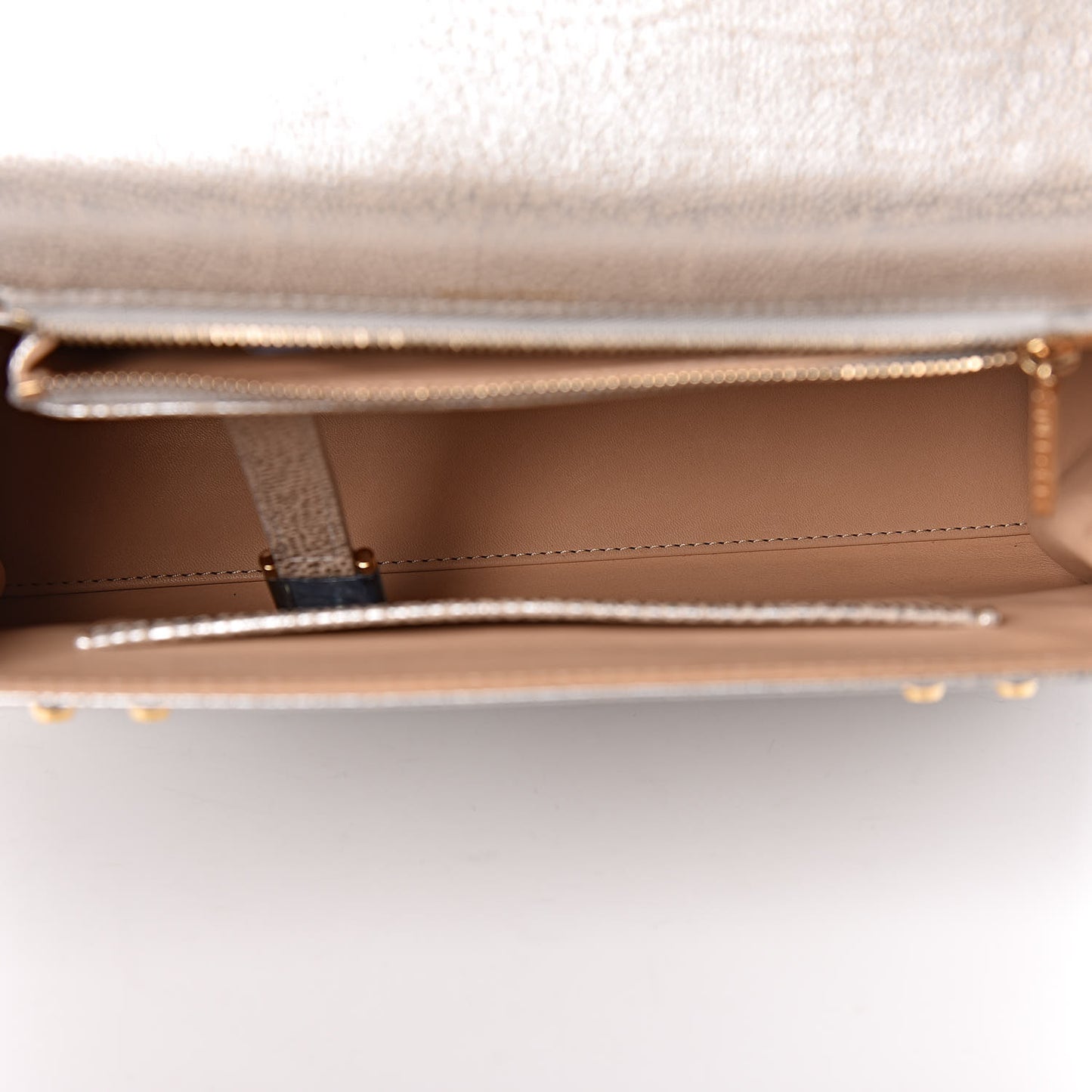 Metallic Crispy Calfskin MM Metal Frame Tempete Satchel Antique Silver