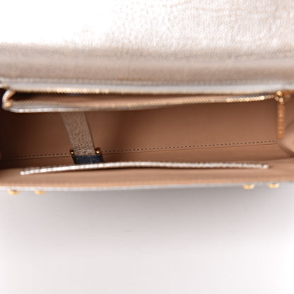 Delvaux Metallic Crispy Calfskin MM Metal Frame Tempete Satchel Antique Silver 5 of 10