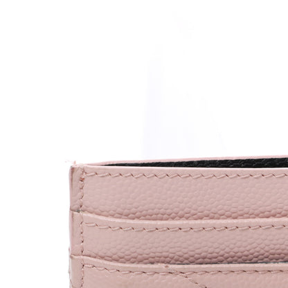 Saint Laurent Grain De Poudre Matelasse Chevron Monogram Credit Card Case Pale Blush 10 of 11