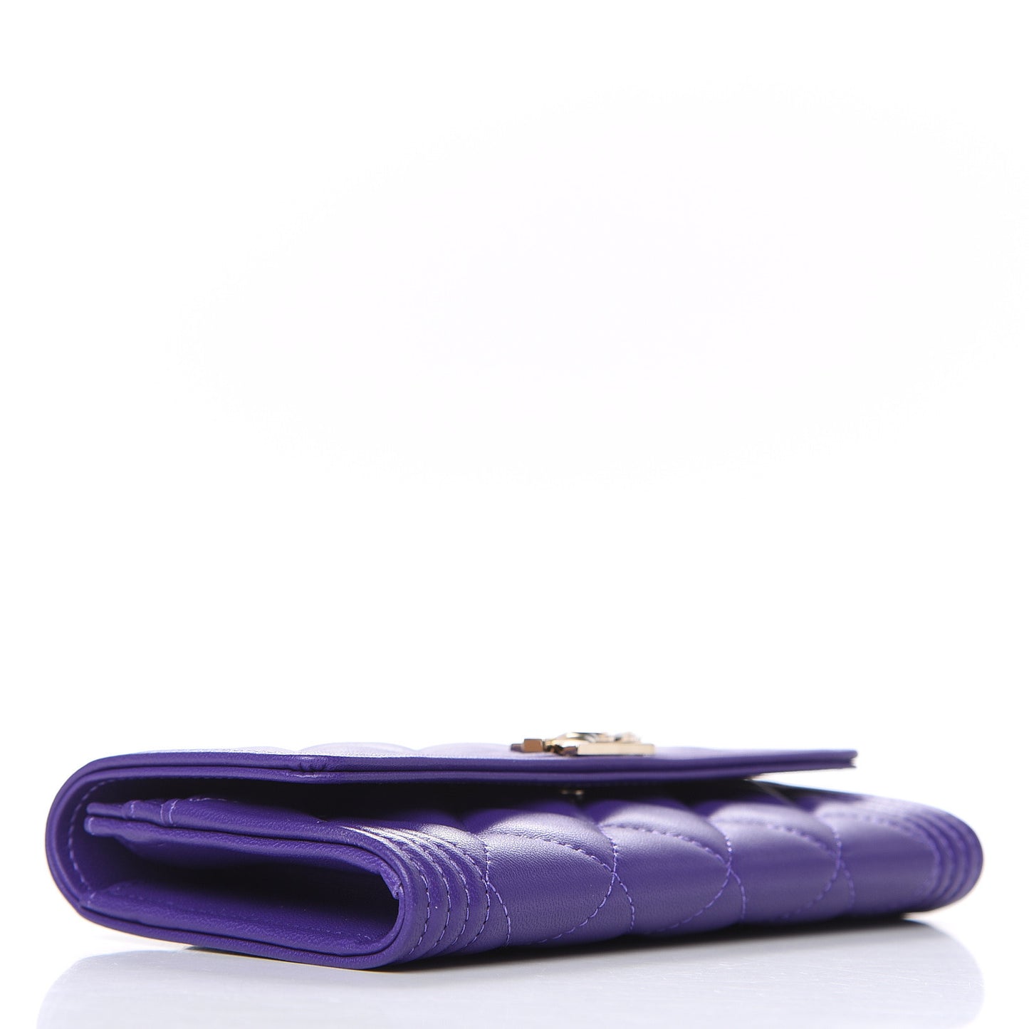 Lambskin Quilted Medium Boy Flap Wallet Purple