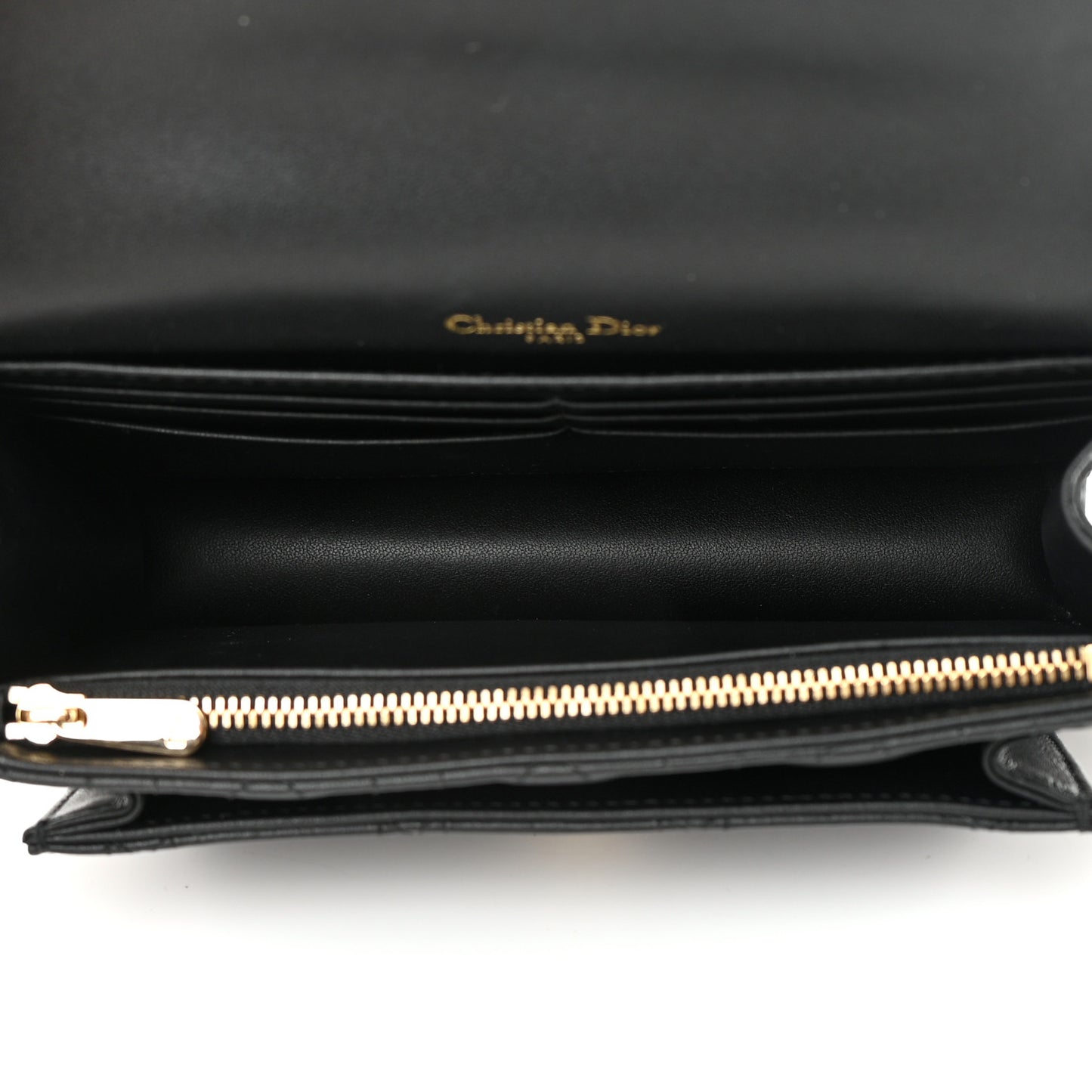Lambskin Cannage Miss Dior Chain Pouch Black