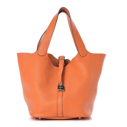 Hermes Taurillon Clemence Picotin Lock 22 MM Orange 1 of 10